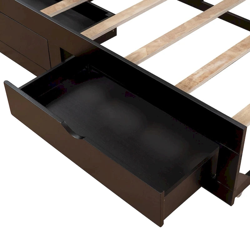 Lit de repos en bois avec lit gigogne et deux tiroirs de rangement