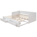 Lit de repos en bois avec lit gigogne et deux tiroirs de rangement