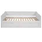 Lit de repos en bois avec lit gigogne et deux tiroirs de rangement