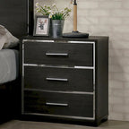 Ensemble Lit, Table de Chevet et Commode 3 Pièces Kastela Contemporain Gris de Furniture of America avec LED et Ports USB