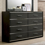 Ensemble Lit, Table de Chevet et Commode 3 Pièces Kastela Contemporain Gris de Furniture of America avec LED et Ports USB