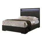 Ensemble Lit, Table de Chevet et Commode 3 Pièces Kastela Contemporain Gris de Furniture of America avec LED et Ports USB
