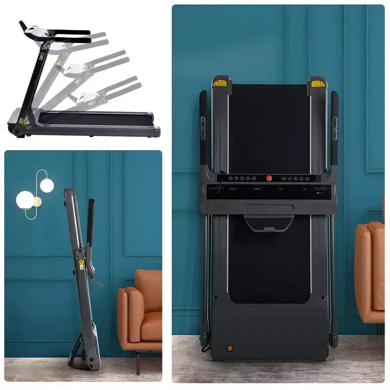 Foldable Treadmill, Compact Electric Folding Treadmill, Running 0.8-14KM/h Speed 330LBS Weight Capacity For Home, Office, Gym, Walking, Jogging