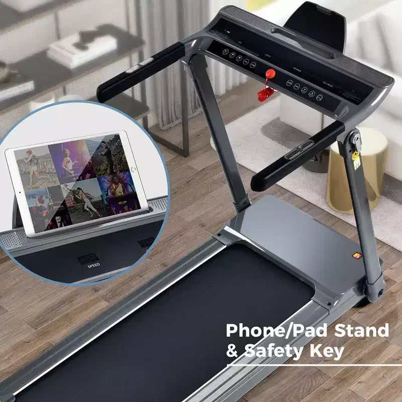 Foldable Treadmill, Compact Electric Folding Treadmill, Running 0.8-14KM/h Speed 330LBS Weight Capacity For Home, Office, Gym, Walking, Jogging