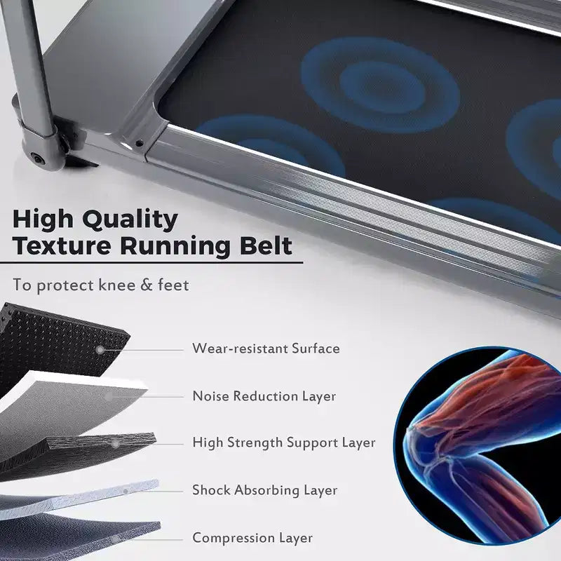 Foldable Treadmill, Compact Electric Folding Treadmill, Running 0.8-14KM/h Speed 330LBS Weight Capacity For Home, Office, Gym, Walking, Jogging