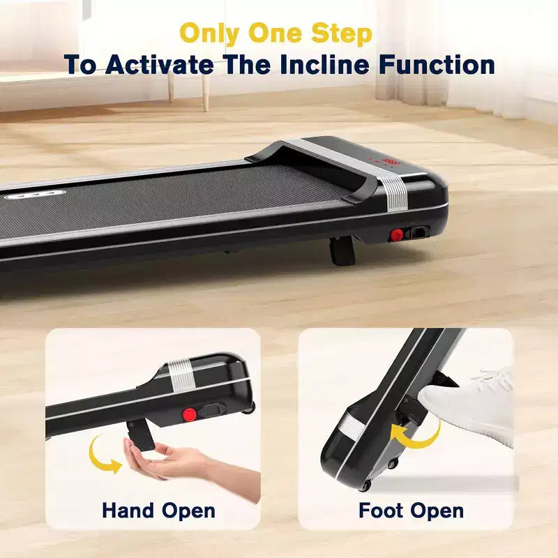 Tapis de marche Redliro avec inclinaison, tapis de course sous le bureau, ajustement d'inclinaison en 1 étape, tapis de course pour la maison ou le bureau, portable pour la marche et le jogging