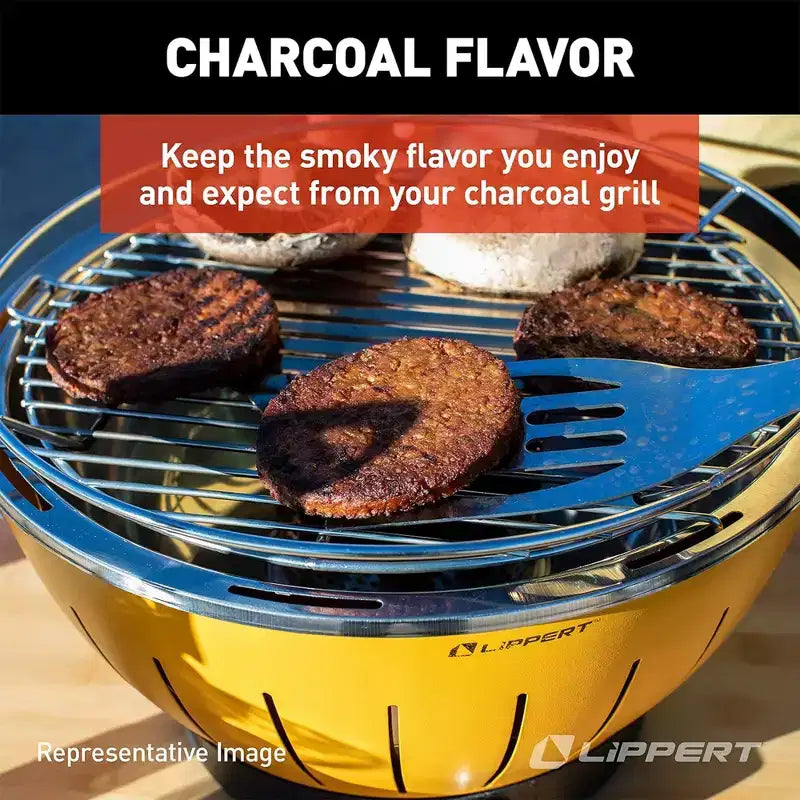 Grill portatif au charbon de bois Lippert Odyssey avec sac de transport et glacière, barbecue de table sans fumée pour utilisation intérieure et extérieure