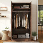 Wooden Wardrobe Armoire with 3 Storage Shelves by Harper&Bright Designs