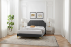 Performance Velvet Queen Platform Bed with Tufted Headboard - Gold Legs
