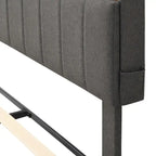 Lit plateforme capitonné avec tête de lit de rangement et port USB