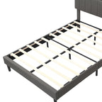 Lit plateforme capitonné avec tête de lit de rangement et port USB