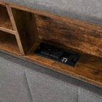 Lit plateforme capitonné avec tête de lit de rangement et port USB
