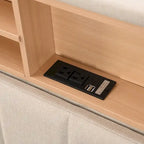 Lit plateforme capitonné avec tête de lit de rangement et port USB