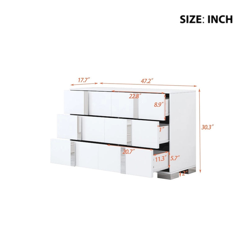 Mirrored Storage Cabinet with 6 Drawers