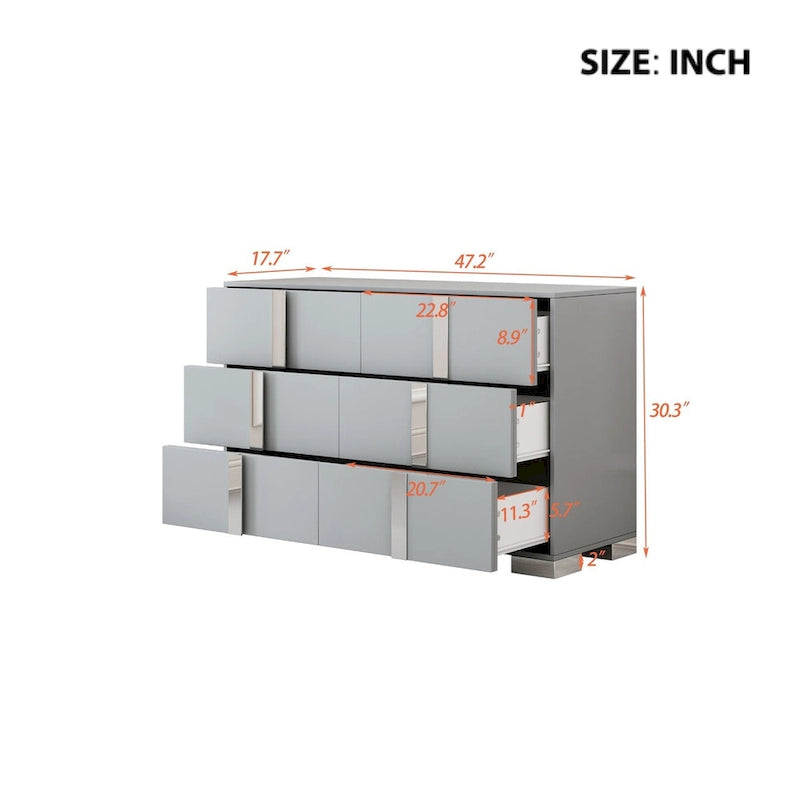 Mirrored Storage Cabinet with 6 Drawers