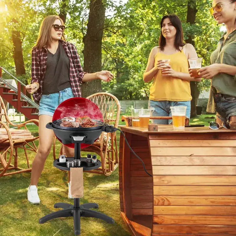 Barbecue électrique Costway 1350W antiadhésif 4 réglages de température jardin extérieur camping Rouge/Noir