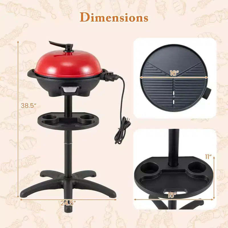Barbecue électrique Costway 1350W antiadhésif 4 réglages de température jardin extérieur camping Rouge/Noir