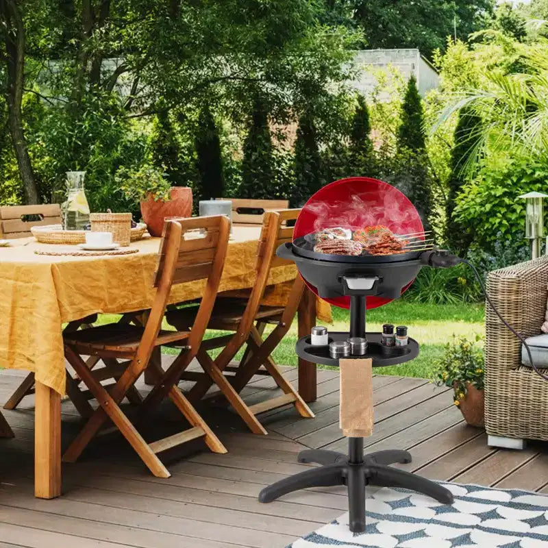 Barbecue électrique Costway 1350W antiadhésif 4 réglages de température jardin extérieur camping Rouge/Noir