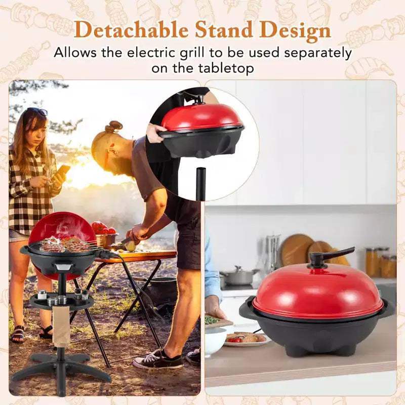Barbecue électrique Costway 1350W antiadhésif 4 réglages de température jardin extérieur camping Rouge/Noir