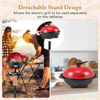 Barbecue électrique Costway 1350W antiadhésif 4 réglages de température jardin extérieur camping Rouge/Noir