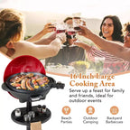 Barbecue électrique Costway 1350W antiadhésif 4 réglages de température jardin extérieur camping Rouge/Noir