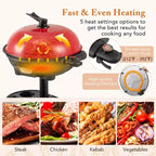 Barbecue électrique Costway 1350W antiadhésif 4 réglages de température jardin extérieur camping Rouge/Noir
