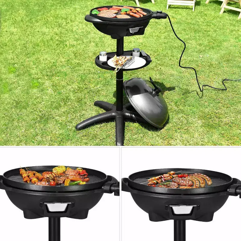 Barbecue électrique Costway 1350W antiadhésif 4 réglages de température jardin extérieur camping Rouge/Noir
