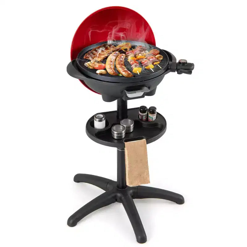 Barbecue électrique Costway 1350W antiadhésif 4 réglages de température jardin extérieur camping Rouge/Noir
