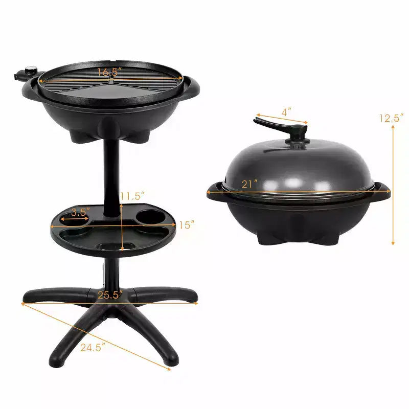 Barbecue électrique Costway 1350W antiadhésif 4 réglages de température jardin extérieur camping Rouge/Noir