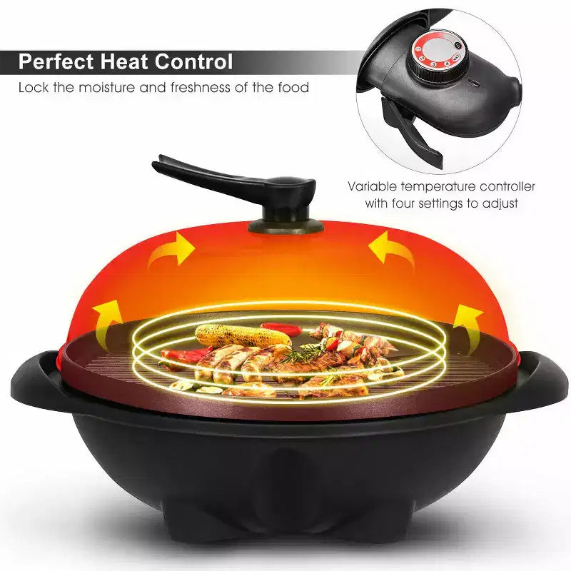 Barbecue électrique Costway 1350W antiadhésif 4 réglages de température jardin extérieur camping Rouge/Noir