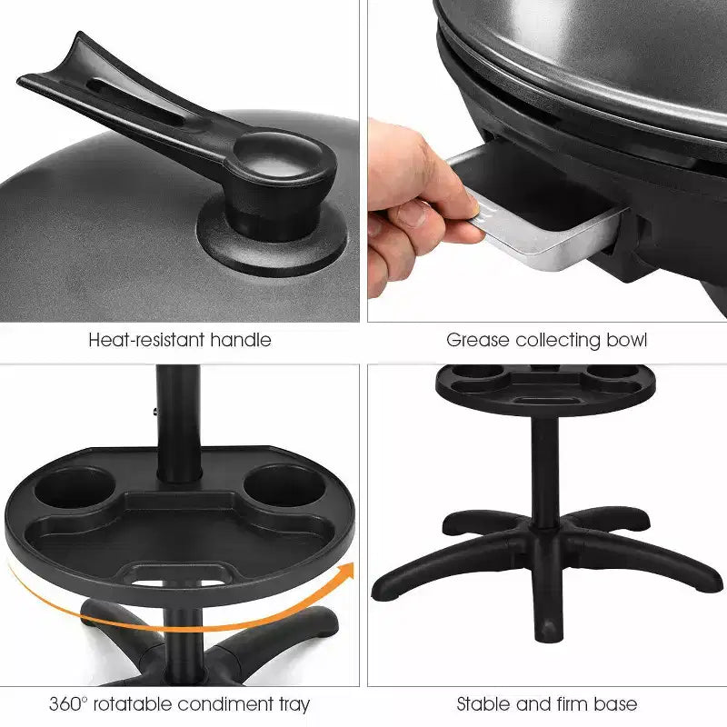 Barbecue électrique Costway 1350W antiadhésif 4 réglages de température jardin extérieur camping Rouge/Noir