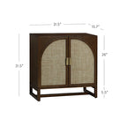 Paxton Boho Wood Storage Cabinet with Doors, Small Storage Cabinet or TV Stand with Rattan Door Details