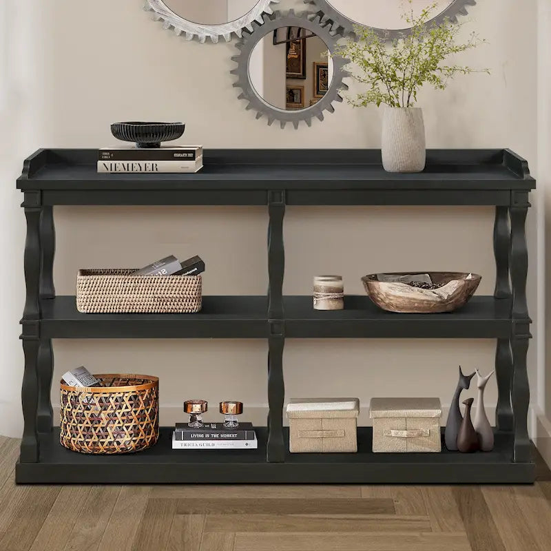 3-Tier Console Table with Roman Column Legs - 60 Inch