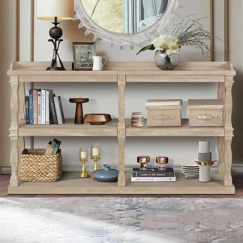 3-Tier Console Table with Roman Column Legs - 60 Inch