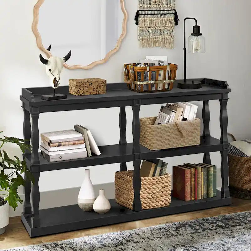 3-Tier Console Table with Roman Column Legs - 60 Inch