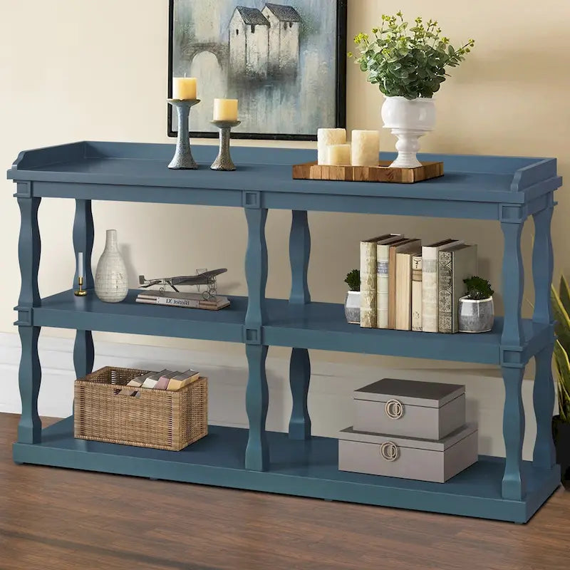 3-Tier Console Table with Roman Column Legs - 60 Inch
