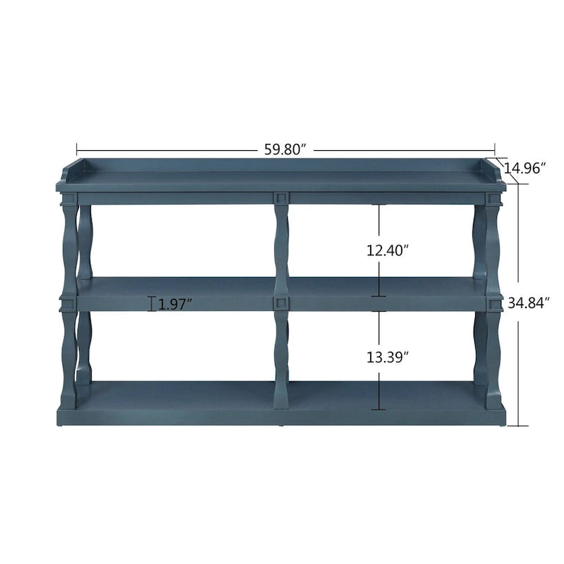 3-Tier Console Table with Roman Column Legs - 60 Inch