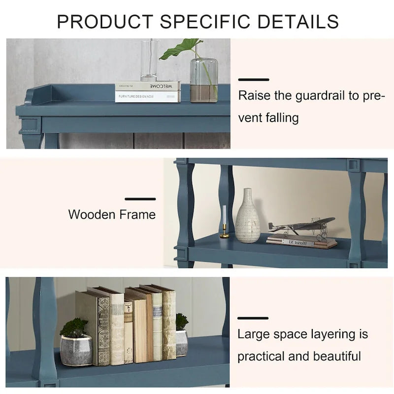 3-Tier Console Table with Roman Column Legs - 60 Inch