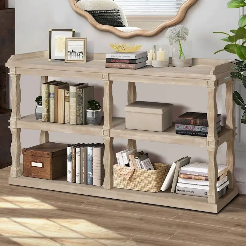 3-Tier Console Table with Roman Column Legs - 60 Inch