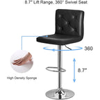 Javlergo Lot de 2 tabourets de bar réglables pivotants en cuir synthétique avec dossier et repose-pieds