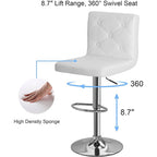 Javlergo Lot de 2 tabourets de bar réglables pivotants en cuir synthétique avec dossier et repose-pieds