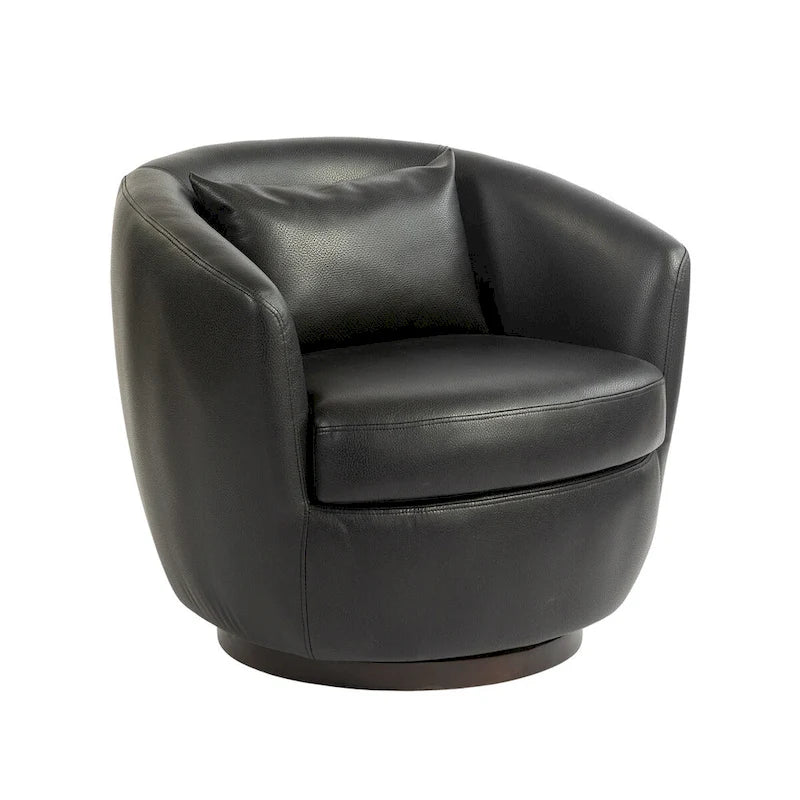 Upholstered Swivel Barrel Armchair with Storage Modern Living Room Side Chair for Bedroom, Office, Reading Spaces- PU