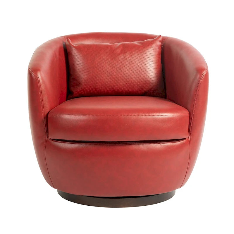 Upholstered Swivel Barrel Armchair with Storage Modern Living Room Side Chair for Bedroom, Office, Reading Spaces- PU