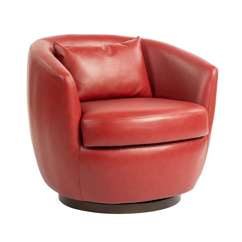 Upholstered Swivel Barrel Armchair with Storage Modern Living Room Side Chair for Bedroom, Office, Reading Spaces- PU