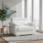 Fauteuil inclinable en cuir véritable blanc, taille une place et demie - 38 pouces