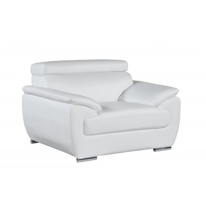 Fauteuil inclinable en cuir véritable blanc, taille une place et demie - 38 pouces