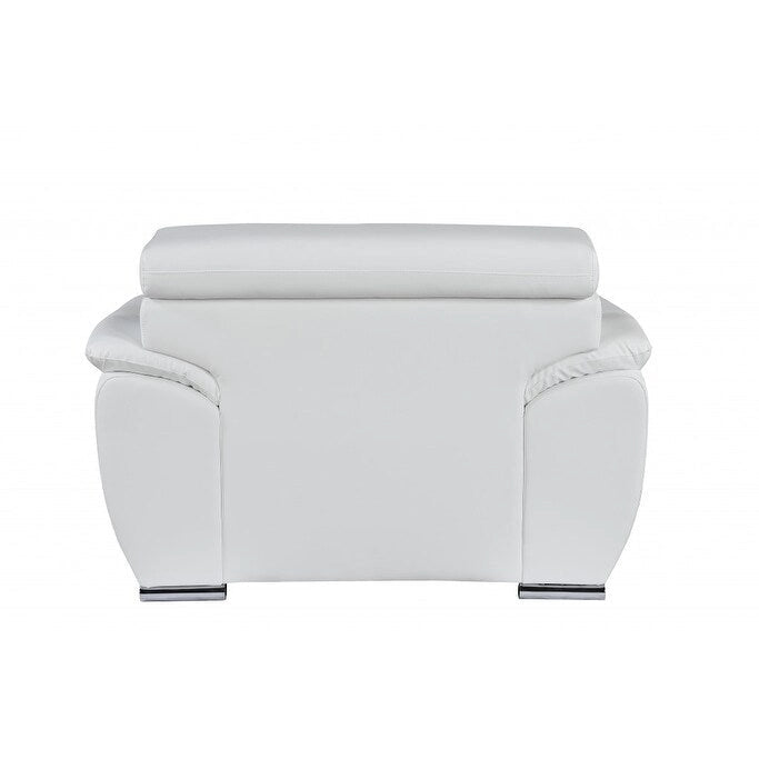 Fauteuil inclinable en cuir véritable blanc, taille une place et demie - 38 pouces