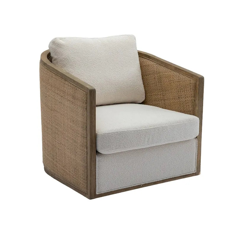Comfortable circular sofa chair in living room, 360 degree rotating bucket club chair