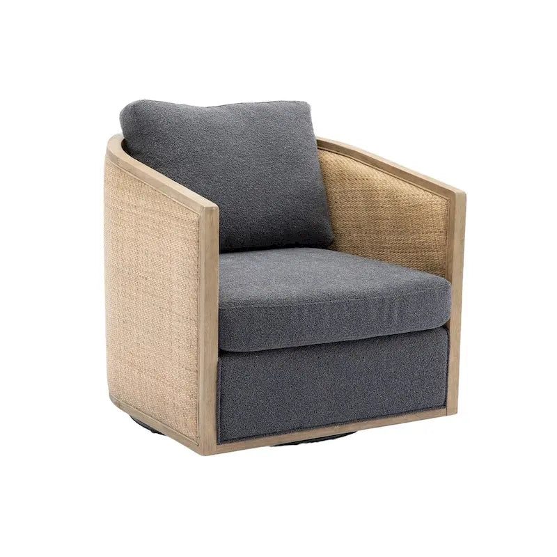 Comfortable circular sofa chair in living room, 360 degree rotating bucket club chair