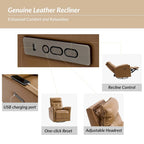 Alberto Mordern Genuine Leather Power Recliner with USB Charging Port by HULALA HOME